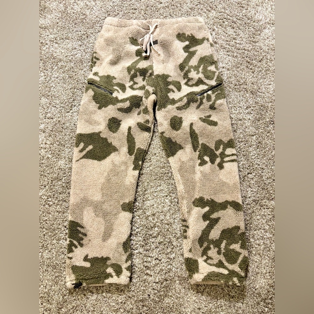 Fear of God Beige & Olive Green Camouflage Sherpa Joggers